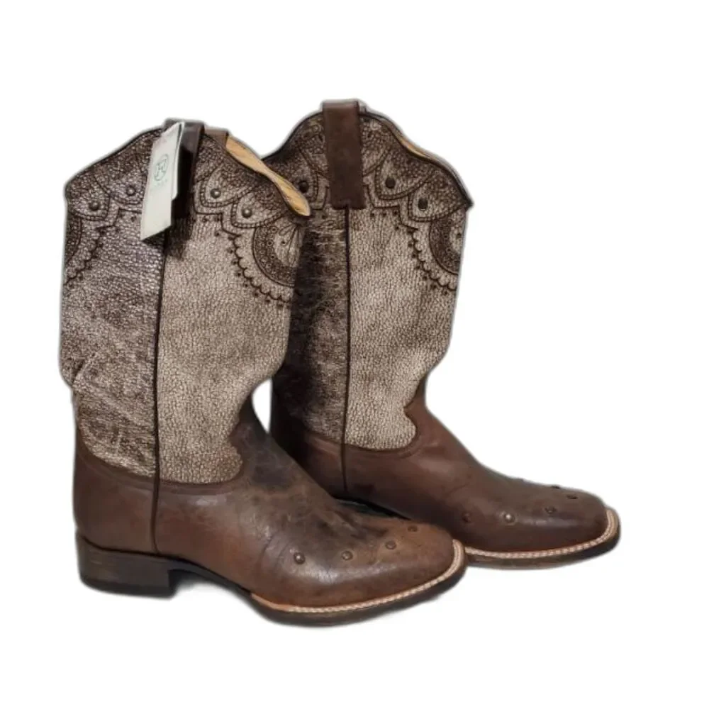 Roper Lacy Mae Fashion Square Toe Leather Boots Woman's Size 8 1/2 New in Box